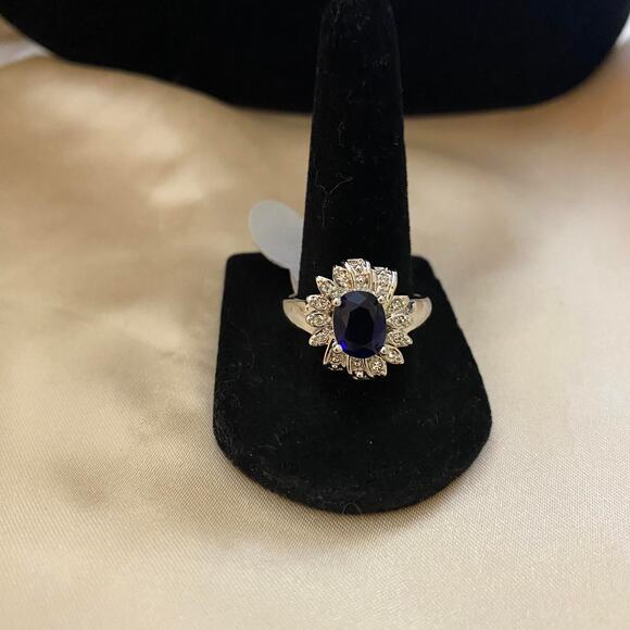 Silver Blue Gemstone Ring  Size 10 - Picture 5 of 7